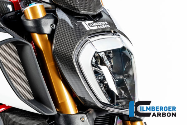 Přední maska-Kryt světla z karbonu lesklý na motocykly DUCATI Diavel 1260 od 2019